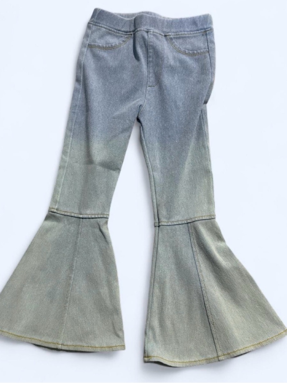 NWT Happy Threads Girls 5T Flare Wide-Leg Jeans in Faded Gray-Green